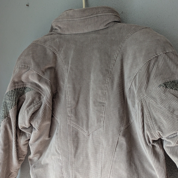 Vintage Women's Taupe Corduroy Puffer Jacket With  Leather & Knit Detailing - Picture 16 of 16